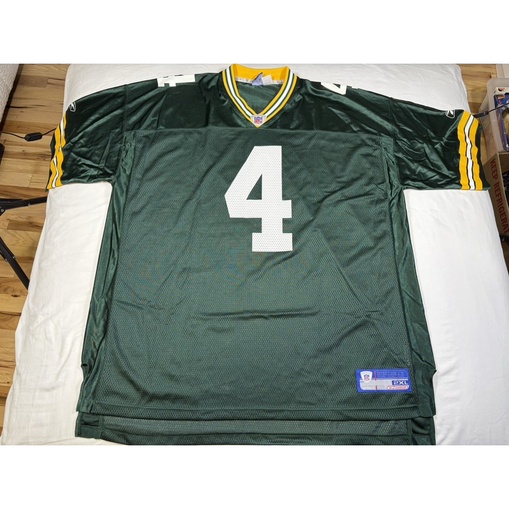VTG Reebok Brett Favre Green Bay Packers Jersey 2XL Green Mesh NFL Equipment 4